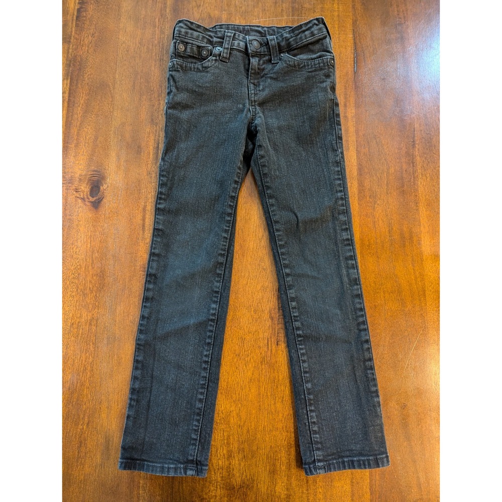 True Religion Jeans Girls Size 7 Black Skinny Denim Adjustable 5 Pocket Superfly